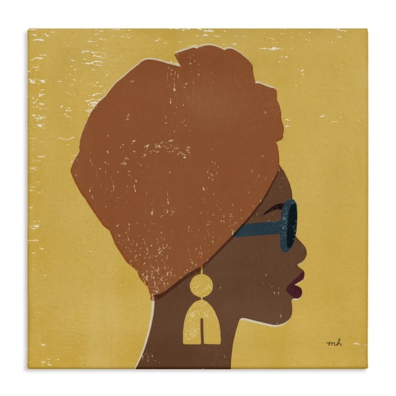 Stupell Industries Modern Female Head Wrap Glam Fashion Canvas Art, 17 x 17, by Moira Hershey