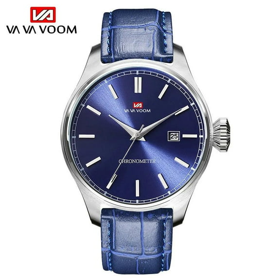 Vava Voom top brand original men's watch waterproof luxury fashion calendar leather stainless steel round quartz Business Men's Relógio