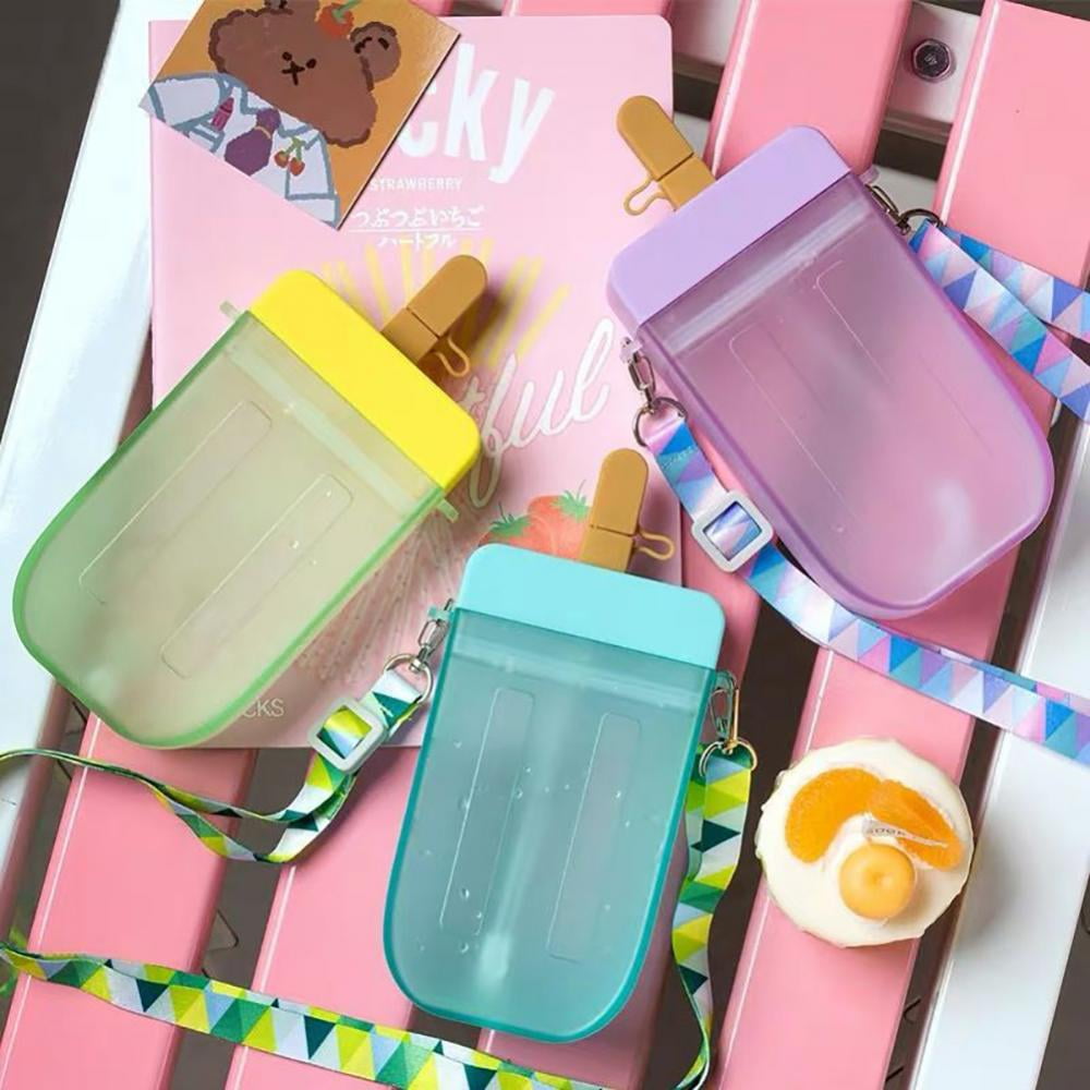 Popsicle Water Bottle with Straws, Creative Ice Cream Water Bottle ...