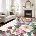 thumbnail image 2 of Non-Slip Rug Pad Rugs Spring Watercolor Flower Plant Rectangle Area Rugs 5x7Ft Soft Carpet Pads for Living Room Kids Room, Strawberry Peony Floral, 2 of 9