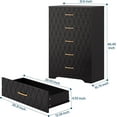 thumbnail image 2 of Patikuin 5 Drawers Tall Dresser for Bedroom, Modern Nightstand for Bedside Closet, Wood Chest of Drawers with Gold Handles, Wooden Storage Cabinet and Organizer for Living Room, Hallway, Entryway, 2 of 9