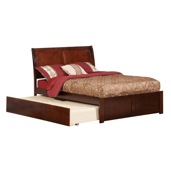 Leo & Lacey Urban Full Trundle Platform Bed in Walnut