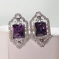 thumbnail image 4 of Gigi Filigree Stud Earrings Emerald Cut Purple CZ Womens Ginger Lyne Collection, 4 of 4