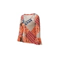 thumbnail image 2 of Liacowi Women Vintage Print Long Sleeve Crop Tops Sexy Round Neck Slim Fit Blouses Tee Streetwear, 2 of 9