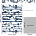 thumbnail image 6 of Blue Ocean Wrapping Paper - Navy Blue Gift Wrap with Coastal Palm Tree and Beach Design for Summer, Birthday, Baby Shower, Father's Day - 28×40 Inches, 4 Jumbo Folded Sheets, 6 of 7