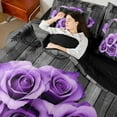 thumbnail image 5 of Feelyou Romantic Valentine's Day Twin Bedding Sets 7-Piece, Rose Flower Purple Bedding Comforter Set, Rustic Lodge Cabin Reversible Sheet Sets, Microfiber Bedroom Decor, 5 of 9