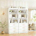thumbnail image 4 of Frmobepts 71" Tall Bookcases with 3 Large Drawers & 3 Shelves, Wooden Bookshelf for Living Room Office, White, 4 of 9