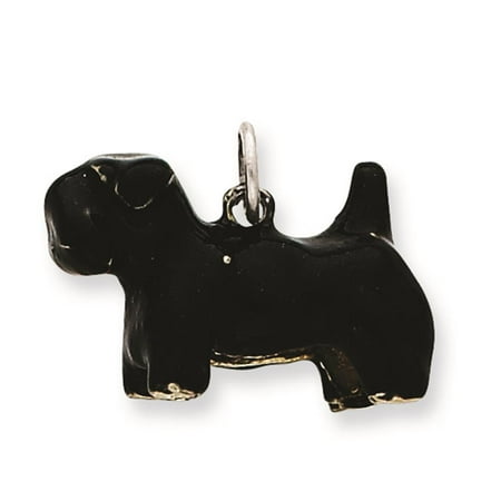 925 Sterling Silver 3-D Enameled Large Scottish Terrier Solid Charm Pendant