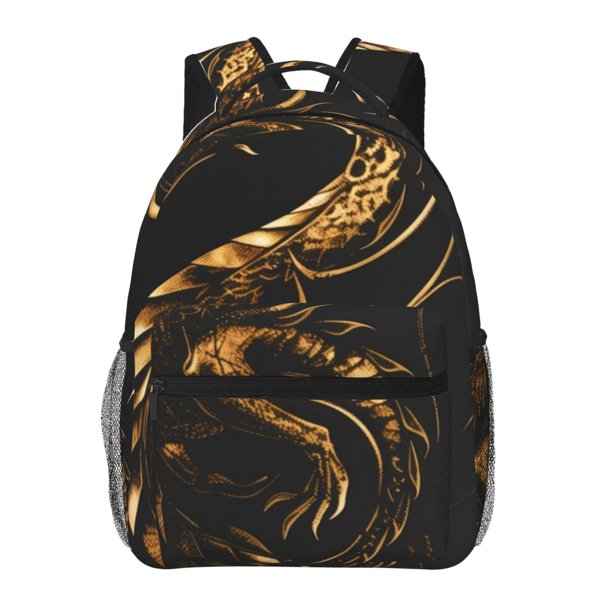 Easygdp Golden Dragon Tattoo Art Mochila Ergonómica Versátil para Laptop - Múltiples Bolsillos, Correas Ajustables, Unisex para Escuela, Viajes y Actividades al Aire Libre-One Size
