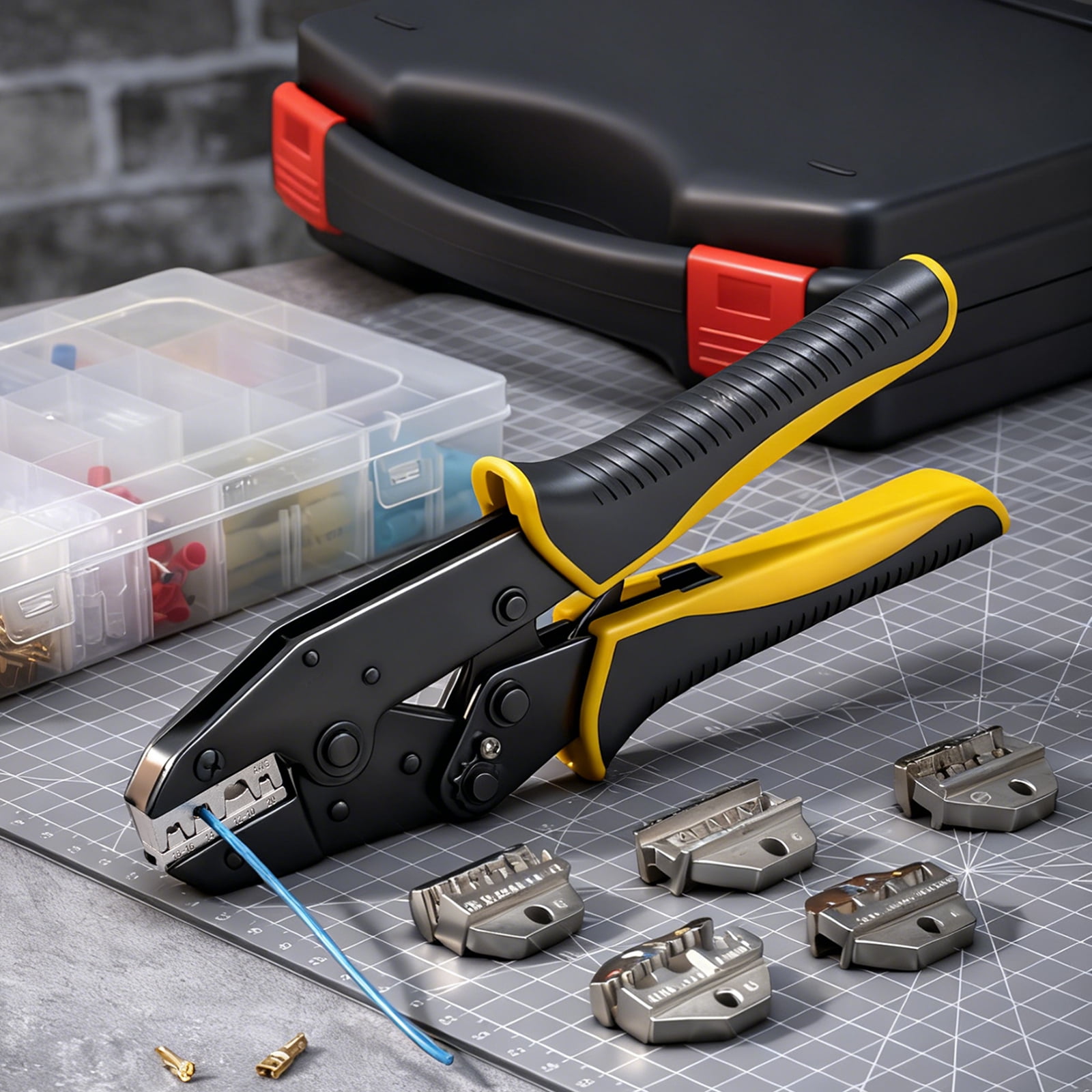 Deli, Crimping Tool Set, Crimp Tool with 6 Dies, Yellow - Walmart.com