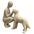 thumbnail image 4 of Escultura de resina de hombre y perro, conmovedora decoración del hogar para estantería. Beige, 4 of 9