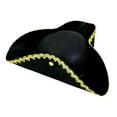 thumbnail image 4 of Sombrero de tricornio de pirata caribeño para adulto: accesorio para disfraz, diseño moderno con ribete dorado, tela no tejida cómoda, versátil para fiestas y cosplay., 4 of 5