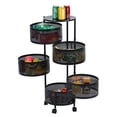 thumbnail image 6 of Fogcroll Kitchen Storage Cart Kitchen Storage Rack,5 Tier Circular Rotating Basket,Large Storage Rack with 360 Degree Wheels,Fruit Vegetable Metal Wire Shelf with Top Lid for Living Room Office Black, 6 of 13