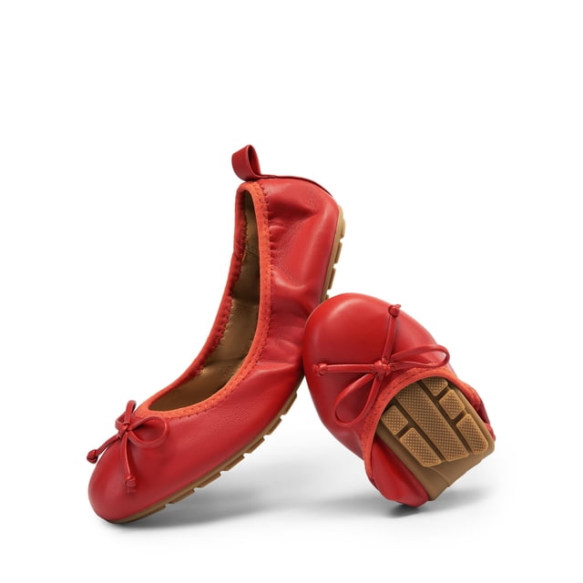 DREAM PAIRS Bailarinas Plegables Rojas para Mujer Talle 11
