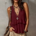 thumbnail image 7 of Womens Cotton Linen Tank Top Sleeveless V Neck Babydoll Peplum Blouse Loose Fit Ruffle Hem Flowy Summer Tops, 2026 New Limited-time Off, 7 of 7