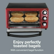Hamilton Beach 4-Slice Countertop Toaster Oven with 5 Versatile Cooking Modes, Red