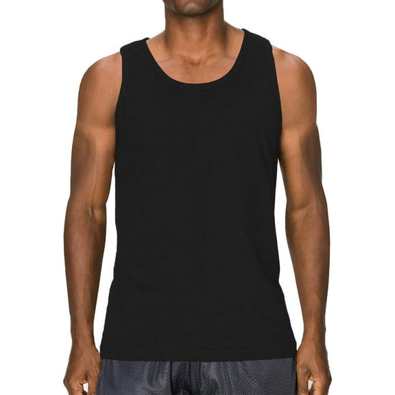 J. METHOD Men's Premium Basic Casual Plain Tank Top Sleeveless Crewneck Active Workout T Shirts NEMT106 Black S