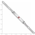 thumbnail image 2 of Beautiful 14K White Gold Medical Red Enamel Figaro Link ID Bracelet, 2 of 2