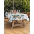 thumbnail image 3 of Outdoor Table Cloth with Umbrella Hole and Zipper, Blue Pumpkin Fall Waterproof Rectangle Tablecloth 60"x102", Green Thanksgiving Leaves Floral Washable Table Cover for Outside Party Patio Picnic, 3 of 8