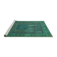 thumbnail image 2 of Ahgly Company Machine Washable Indoor Square Abstract Turquoise Blue Modern Area Rugs, 8' Square, 2 of 4