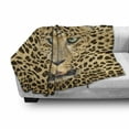thumbnail image 3 of Leopard Soft Flannel Fleece Throw Blanket, Predator Animal with Spotty Skin and Angry Expression Wild Fauna, Cozy Plush for Indoor and Outdoor Use, 50" x 60", Brown and Pale Brown, by Ambesonne, 3 of 6