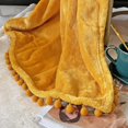 thumbnail image 3 of Manta con flecos de pompón, manta de franela, manta suave para cama, sofá, decoración del hogar, 3 of 7