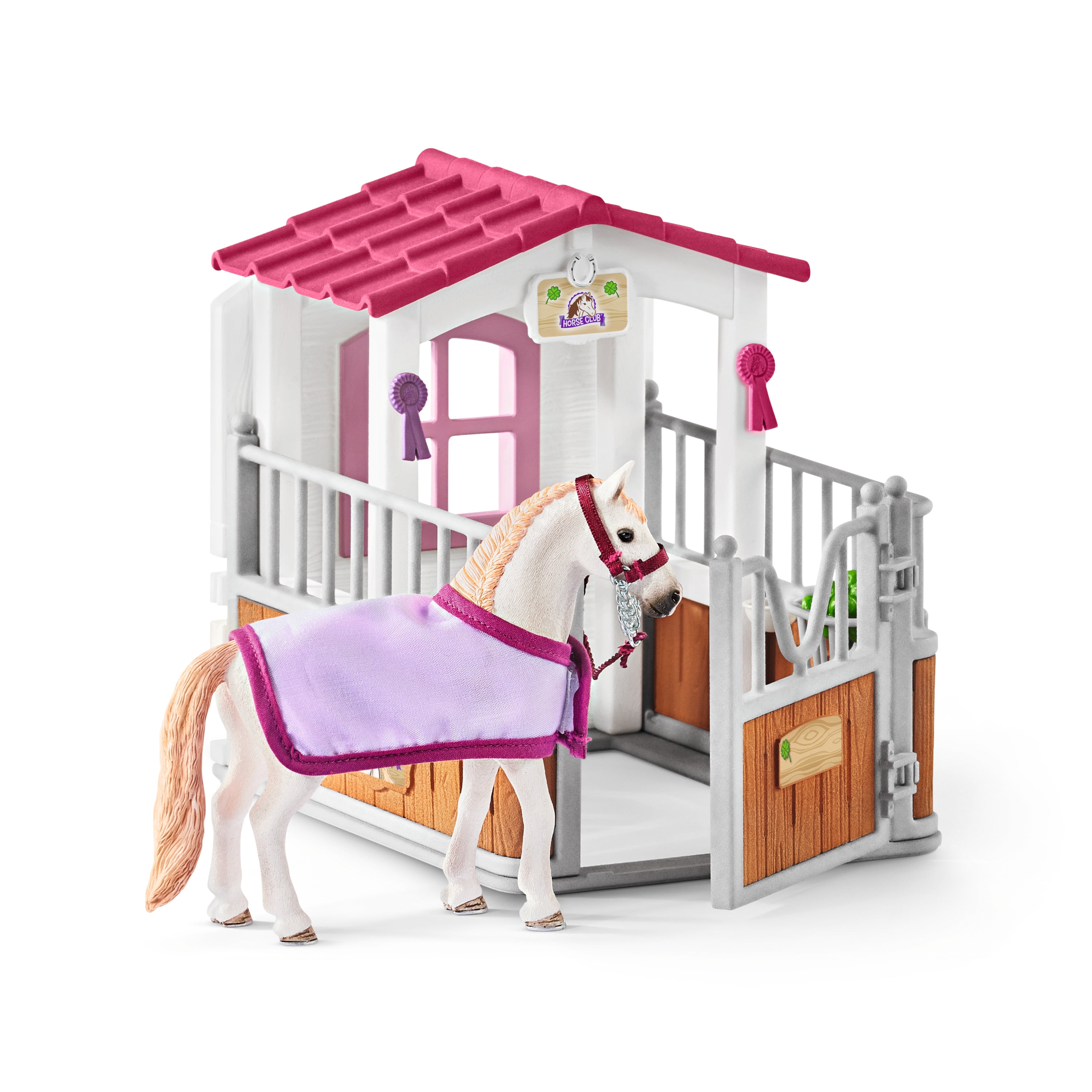 Schleich - Horse Club: Horse Stall with Lusitano Horses Toy Figurine Playset , 20 Pcs