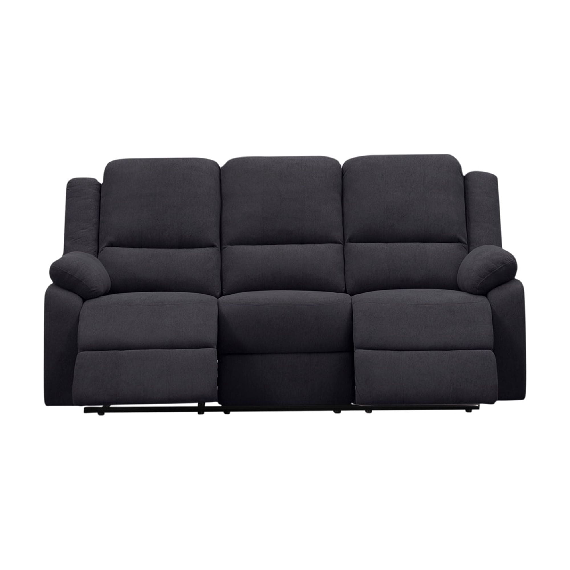 Black 3-Seat Reclining Sofa - Modern Microfiber Living Room Couch