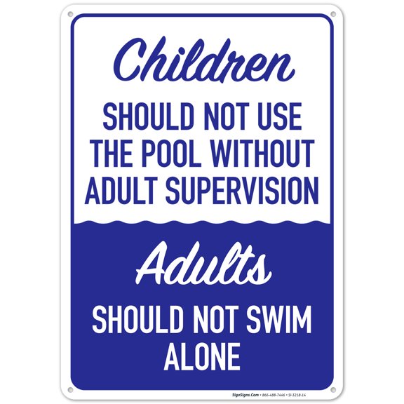 Children Should Not Use The Pool Without Adult Supervision Sign,