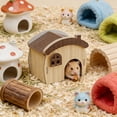 thumbnail image 5 of Guinea Pig Chinchilla Hideouts, Indoor Cat House Habitats Cages Accessories Wooden Hides, for Hamster Squirrel Small Bunny Rat Mouse B, 5 of 6