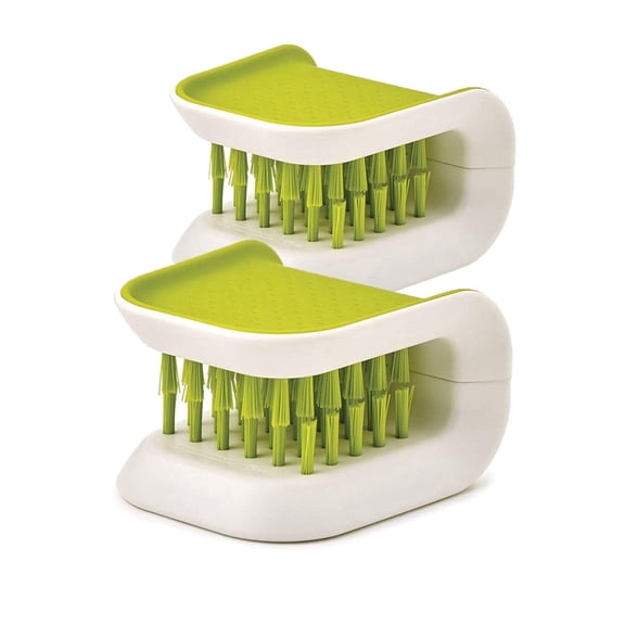 2Pcs Multi-Purpose Knife Cleaner Brush Green Non-Slip Bristle Scrub for Kitchen Utensils & Car Seat Belt Cleaning