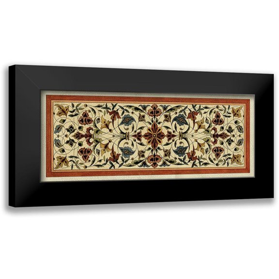 Vision Studio 14x8 Black Modern Framed Museum Art Print Titled - Crackled Tapestry Frieze I