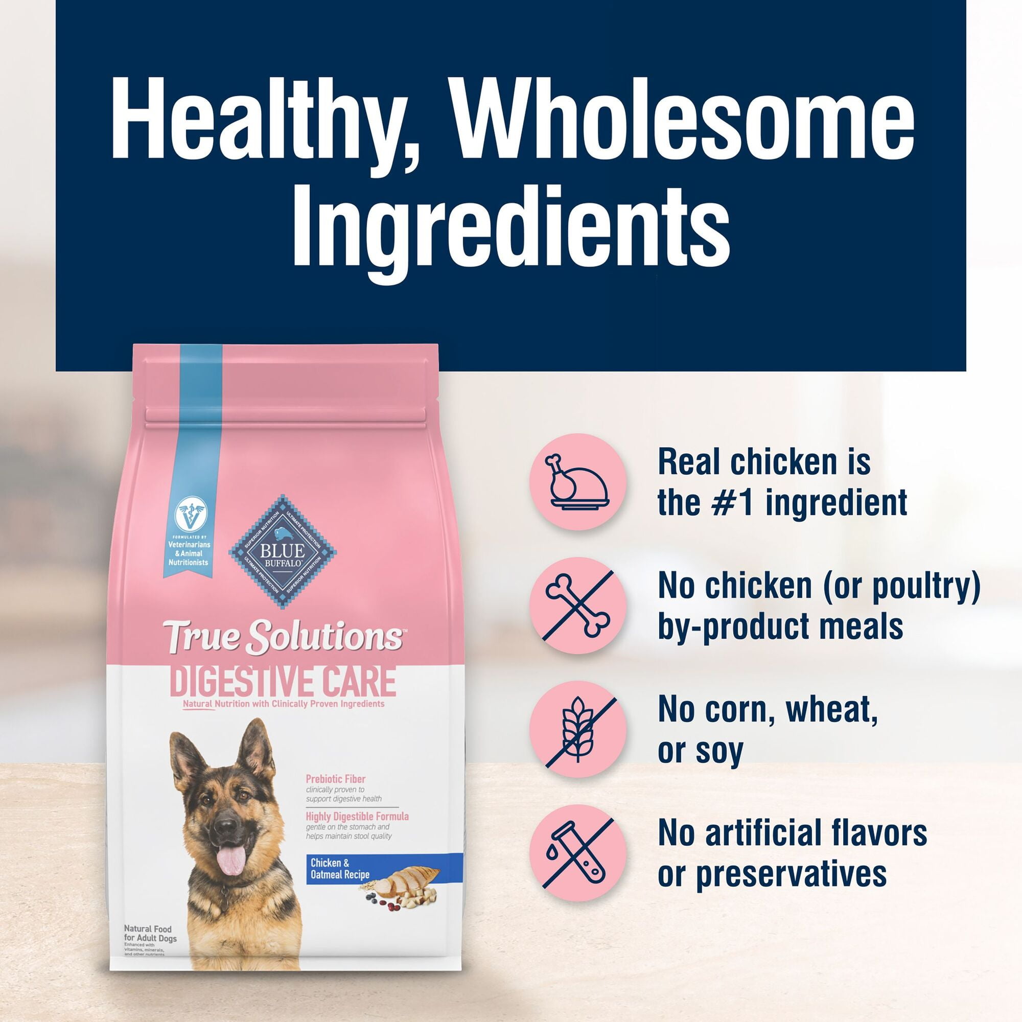Blue Buffalo True Solutions Digestive Care Natural Dry Dog Food, Chicken, 20-lb. Bag