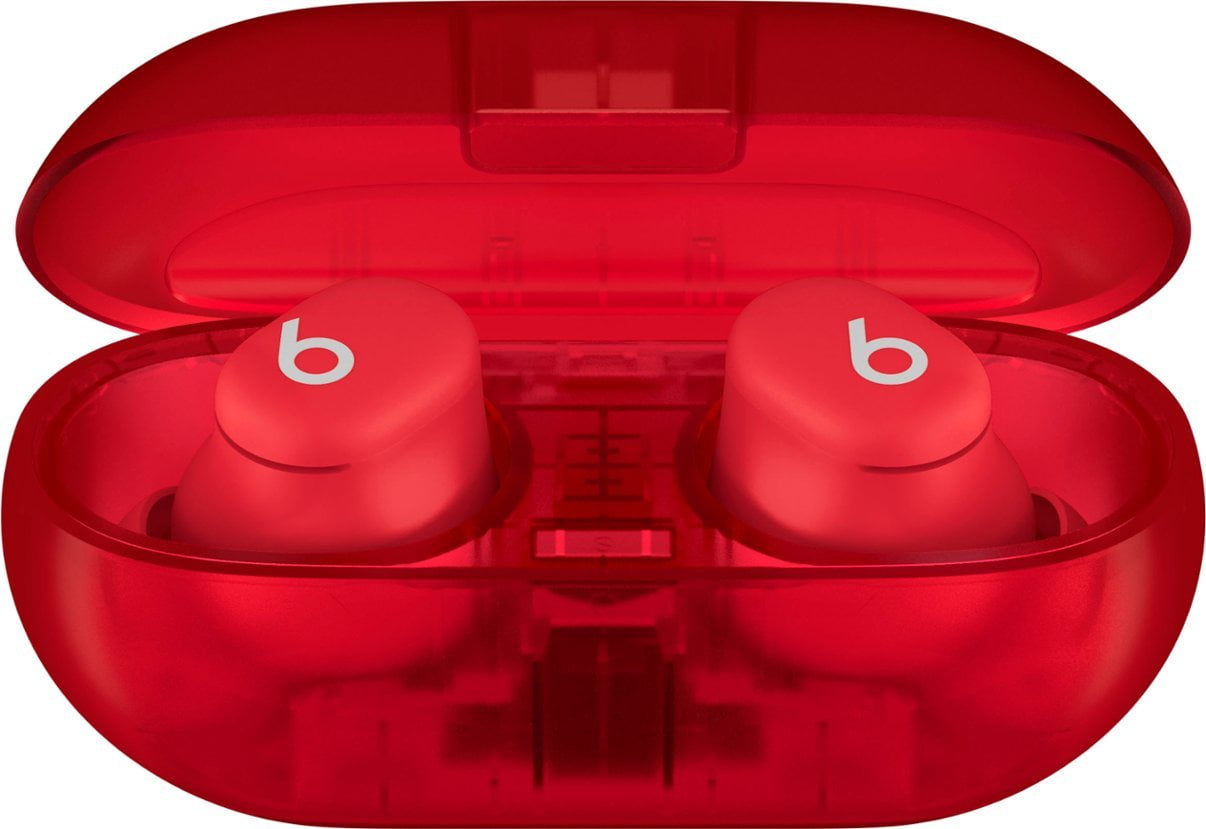 Restored Beats Solo Buds True Wireless Earbuds MUW03LL/A - Transparent Red (Refurbished)