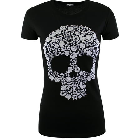 Womens Sugar Skull Flowers Shirt Rockabilly Day of the Dead