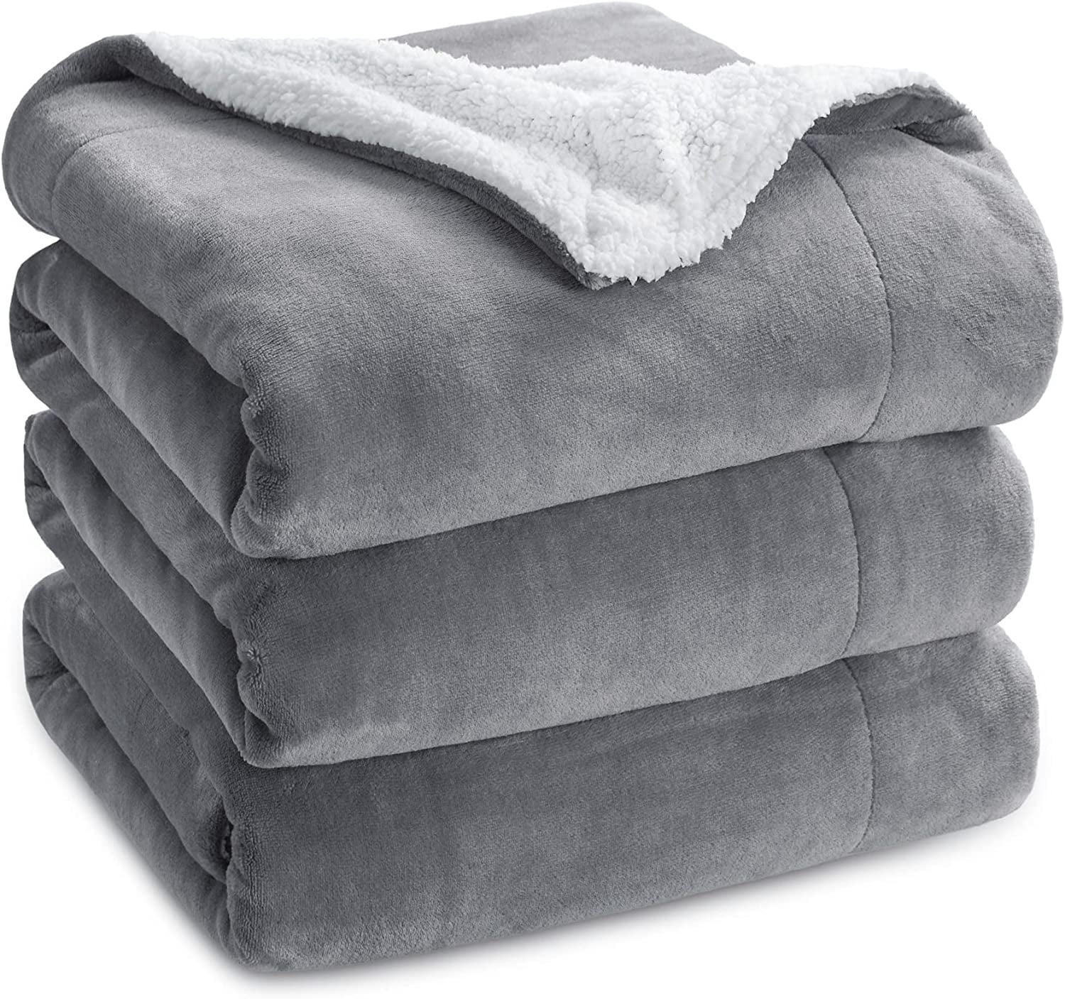 Bedsure Sherpa Fleece King Size Blanket Grey - Thick And Warm Blankets ...