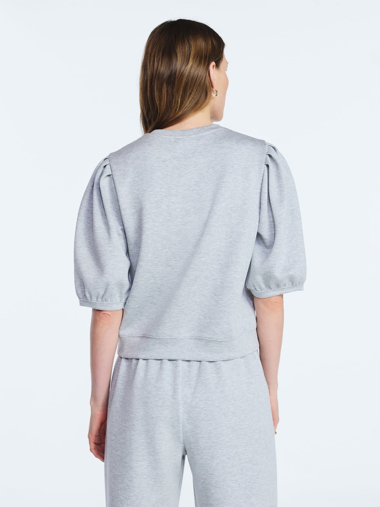 Scoop Women's and Women's Plus New Scubaknit Pleated Sleeve Top, Sizes XS-4X