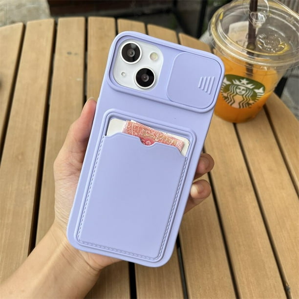 Funda de teléfono tipo billetera con tarjetero de protección para cámara deslizante para iPhone 13 14 Pro Max 12 11 X XR XS Max 7 8 Plus SE, funda de silicona suave Tan Jianjun unisex