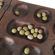 African Oware (mancala) Seed Board Game - Folding rounded shape - Hancarved, solid wood with seeds - Free instructions - by Africa Heartwood Project