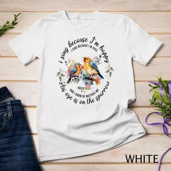 Kiraa Tee With Christian Birds His Eyes Are On The Sparrow Bible Hand Drawn Unisex S-5Xl T-Shirt Birthday Gifts; For Men & Women