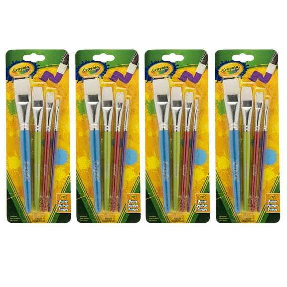 Crayola Big Paintbrush Set, Flat, 4 Per Pack, 4 Packs