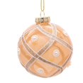 thumbnail image 2 of Kurt Adler 80MM Champagne and Pearl Peach Glitter Ball Ornaments, 6 Piece Set, 2 of 4