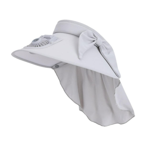 Ventilador de moda de sombrero de visor de ventilador para pescar Camping Beach al aire libre deportes al aire libre Gris claro