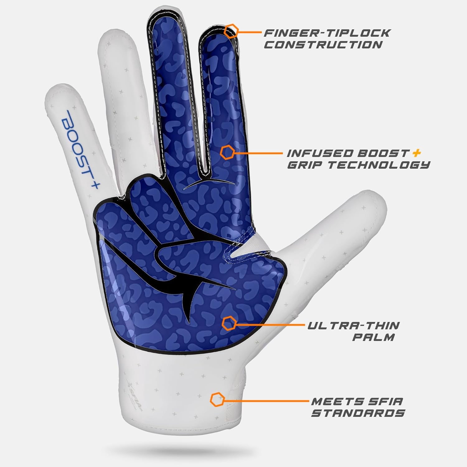 Football Gloves Peace Stealth 6.0 Boost Plus Technology Men's Receiver Gloves - Adult and Youth Sizes