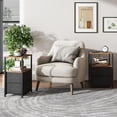 thumbnail image 5 of End Table with Charging Station, Side Table with 2 USB Ports and Outlets, Nightstand with Cloth Drawer, Set of 2, Couch Table, Brown and Black TB01BB052K, 5 of 14