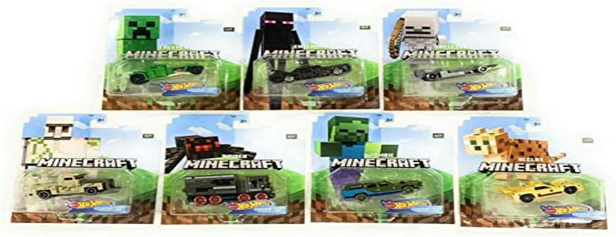 Hot Wheels 2020 Gaming Characters Cars Minecraft Complete Set of 7 Diecast Car 1:64 Vehicles