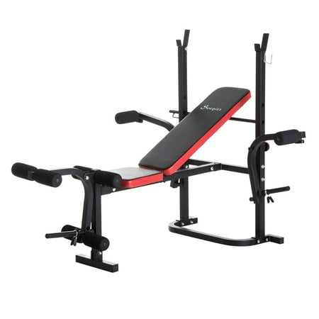 Soozier Adjustable Weight Bench with Leg Developer Barbell Rack for ...