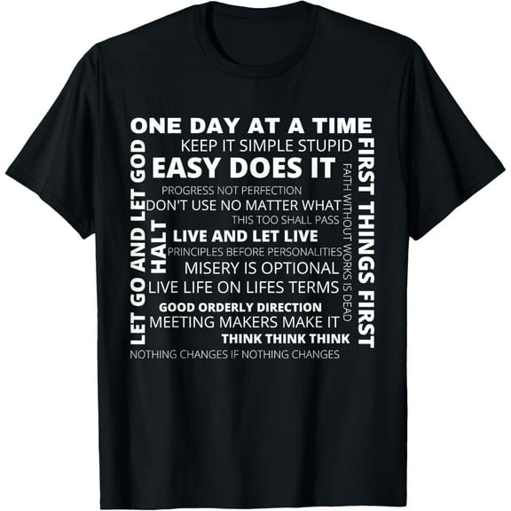 t-shirt Recovery AA Sayings and Slogans One Day At A Time Design NA T-Shirt mens t shirt，black，women，funny，misfits，men，journey