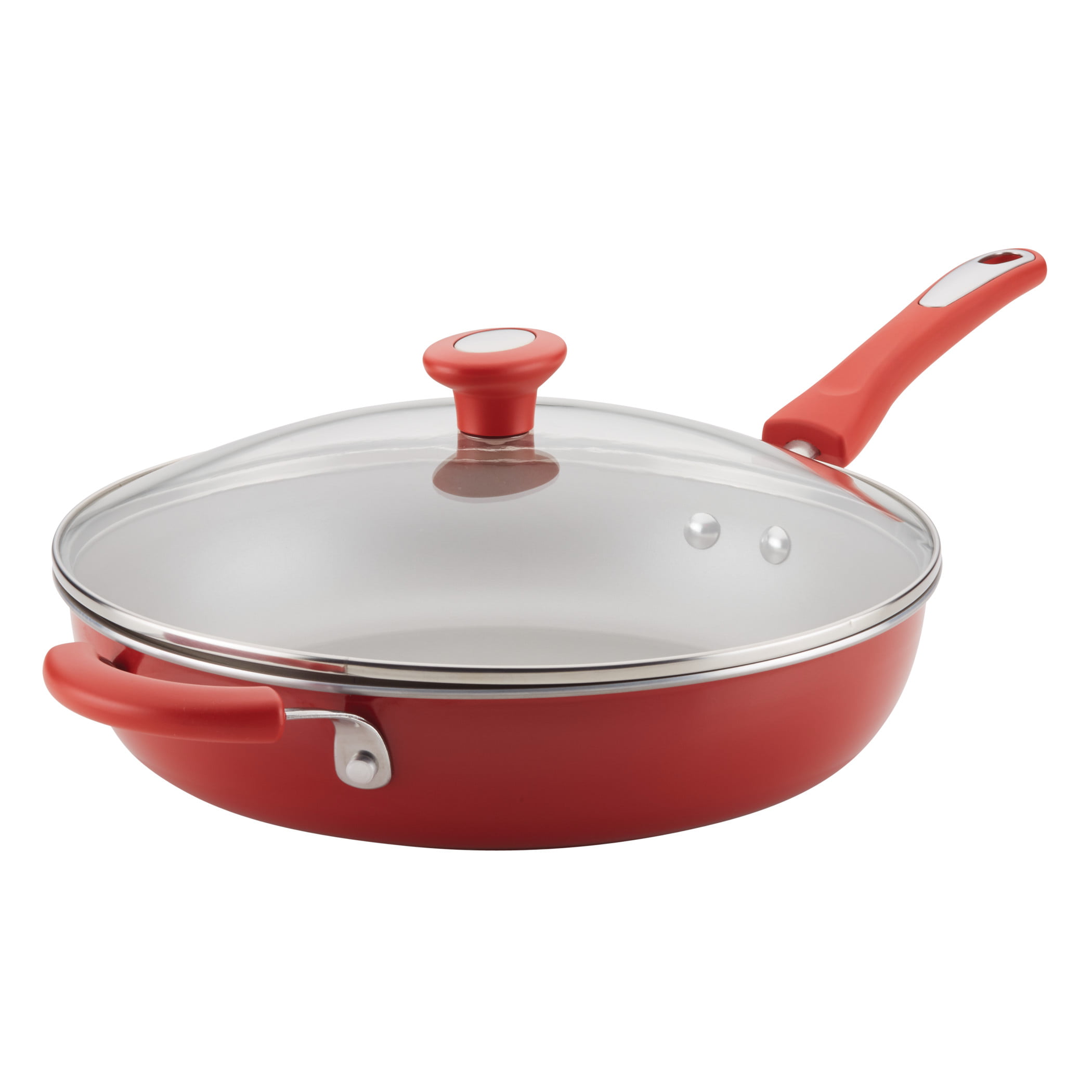 Rachael Ray 12-Inch Get Cooking! Aluminum Nonstick Deep Skillet, Red ...