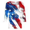 thumbnail image 5 of FAVIPT Americana Tops for Women Three Quarter Sleeve Round Neck Shirts Stars and Stripes Patriotic Print Tops Casual Summer 2025 Tees Camouflage,XL, 5 of 5